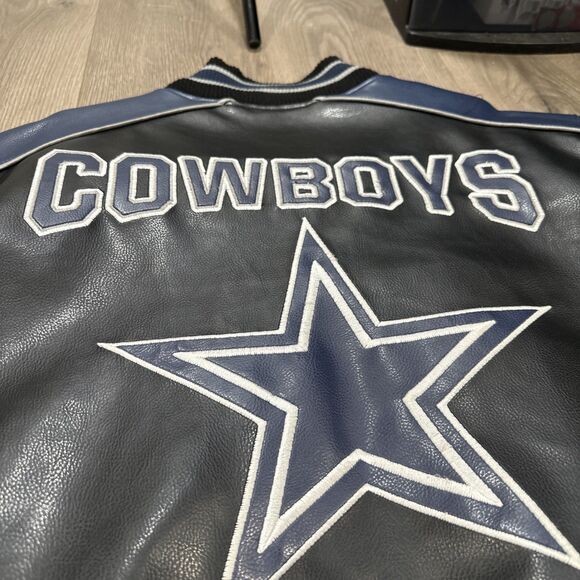 Dallas Cowboys Jacket Mens XL Vintage Black Faux Leather, G-III Bomber NFL - Picture 5 of 12